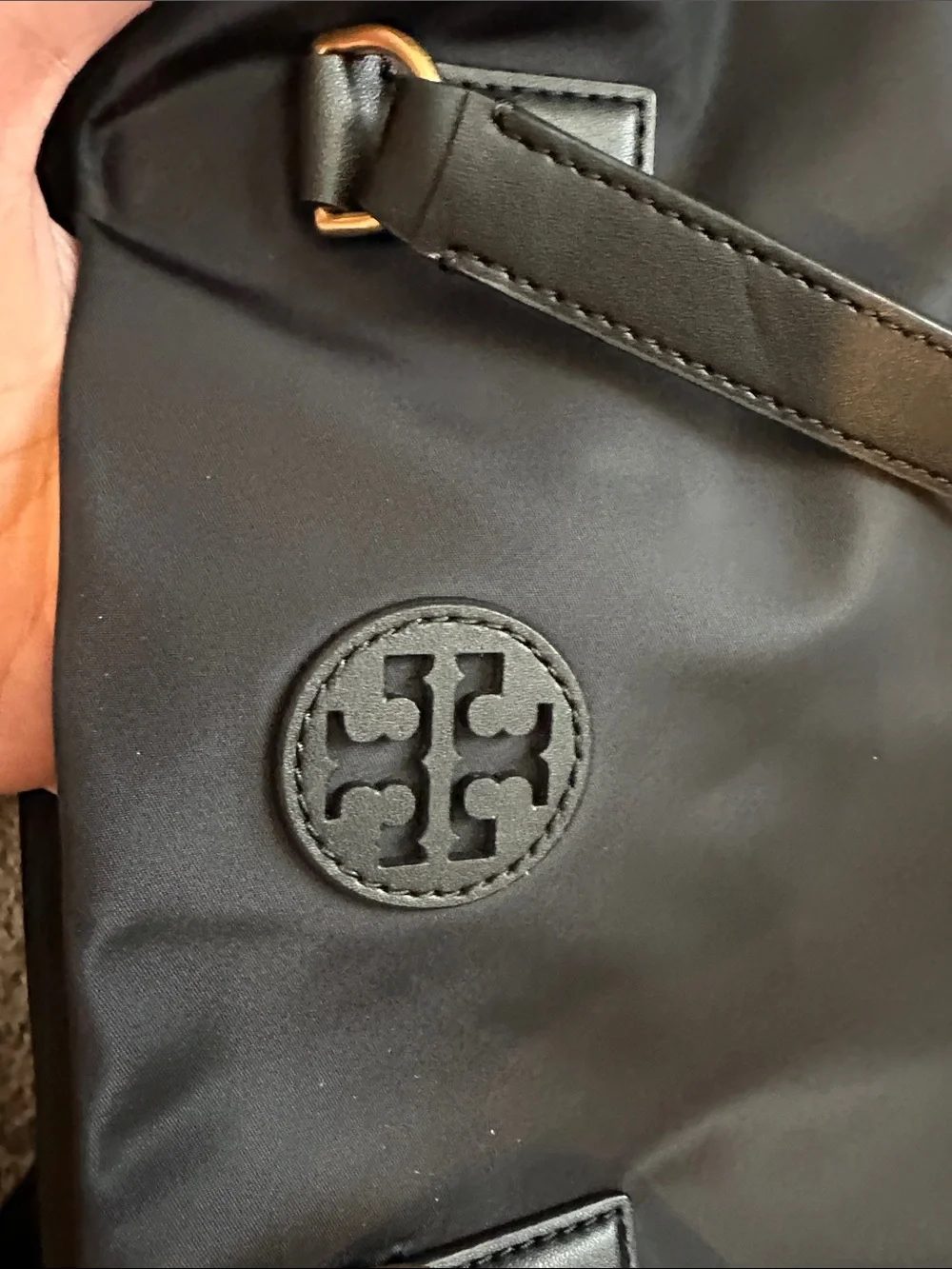 Tory Burch Black Nylon Tote with Logo Detail